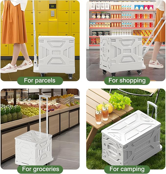 VECELO 16 GAL 2-in-1 Foldable Shopping Cart, Collapsible Utility Cart - Image 4