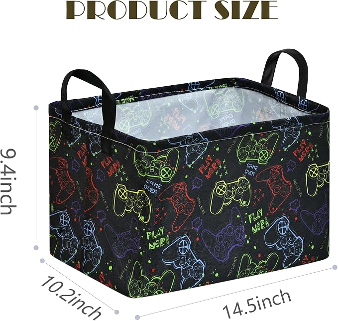 MAIZMZ Game Controller Storage Bin, Waterproof Linen Laundry Basket - Image 9