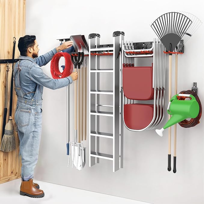 EVERHANGER Garage Tool Storage Organizer Wall Mount, Versatile Garden Tool Rack - Image 7