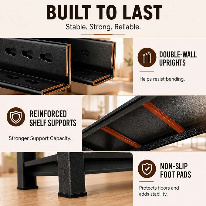 Heavy Duty Metal Bookshelf Adjustable Storage Shelving Unit - Image 9