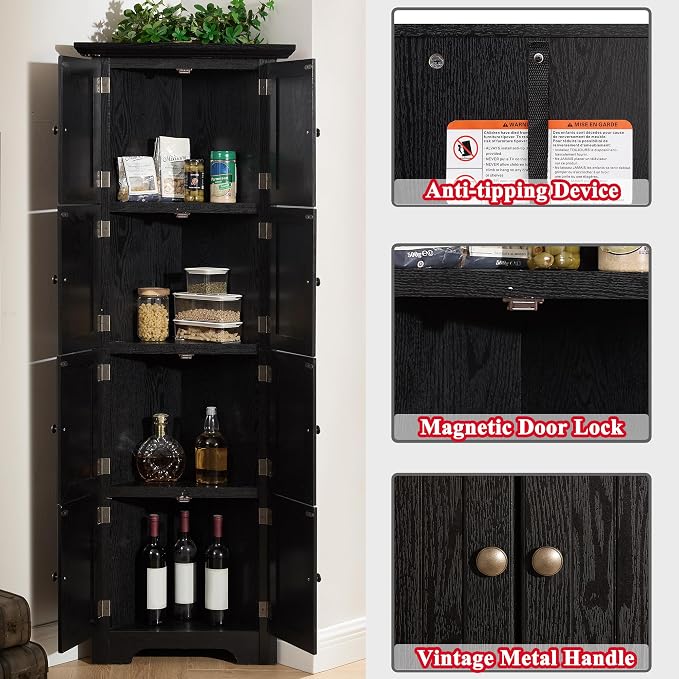 72" H Farmhouse Corner Storage Cabinet - Image 4