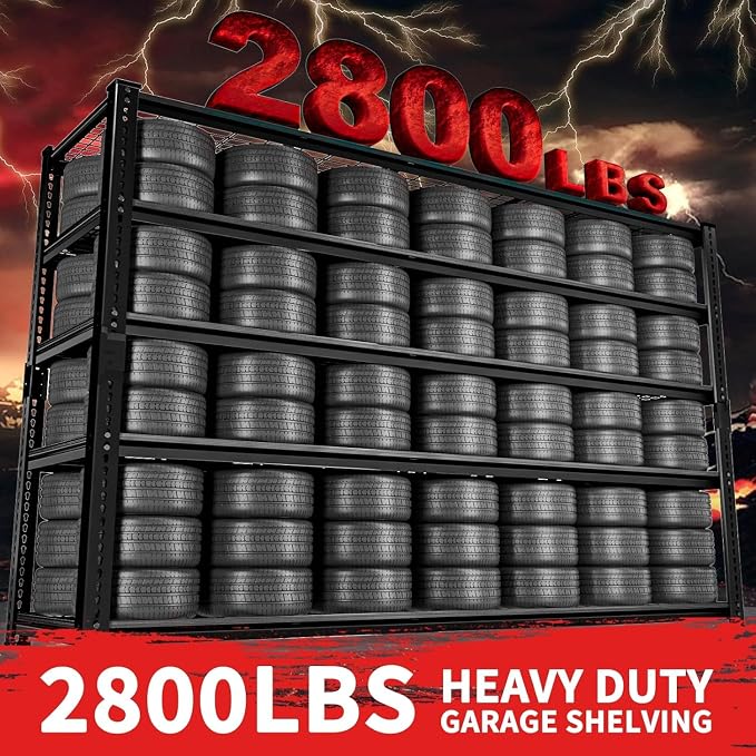 Storage Shelves, Garage Shelving Heavy Duty 2800 LBS Capacity, 5 Tier Utility - Image 4