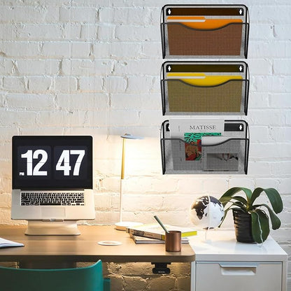 Gawerk Mesh Hanging Wall File Holders, Metal Vertical Wall Basket Mail Organizer - Image 6
