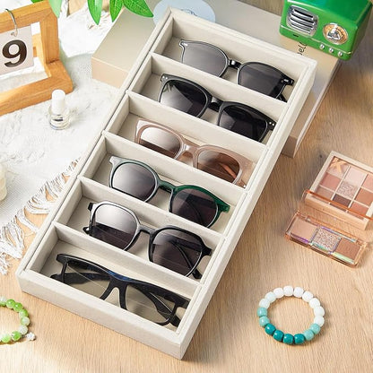 4 Pcs Velvet Sunglasses Organizer Tray 6 Grid Sunglass Organizer Velvet Tray - Image 6