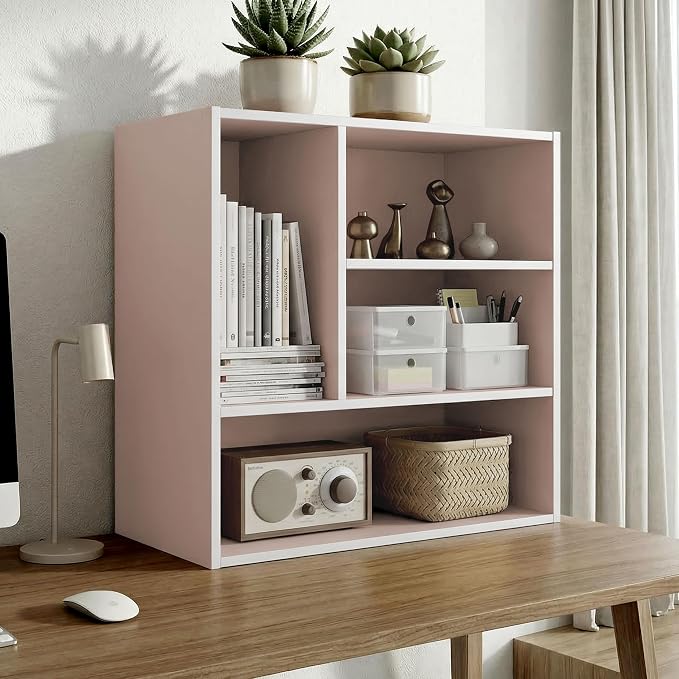 Homes: Inside + Out Apexa 4-Vertical Storage Organizer Shelves, Stackable Wood - Image 2