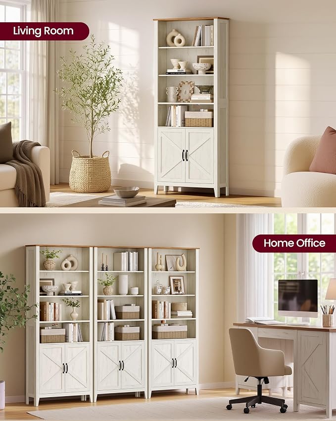 VASAGLE Liry Collection Farmhouse Bookshelf, 6-Tier Bookcase - Image 4