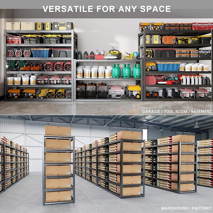 64" Wide 6-Tier Garage Shelving Unit, Heavy Duty Garage Storage Shelves - Image 6