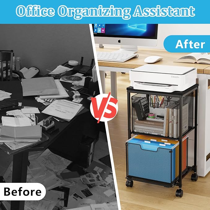Sbanmao Rolling File Cart with 2 Storage Drawers, Mobile File Cabinet with - Image 7