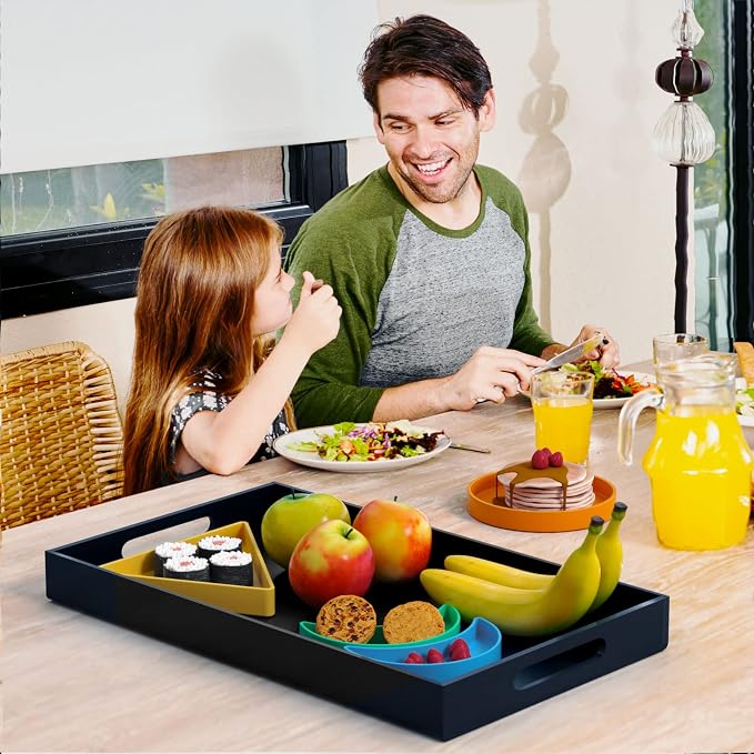 NIUBEE Acrylic Serving Tray 12x20 Inches -Spill Proof- Black Decorative Tray - Image 7