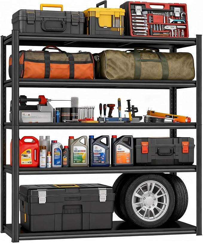 Garage Storage Shelves, 5 Tier Shelving Unit, 40 inch Wide, 18” Deep, 78” Tall - Image 6