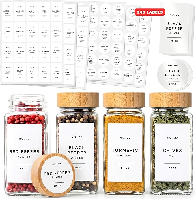 Minimalist Spice Jar Labels Self-Adhesive by EDELHAUS