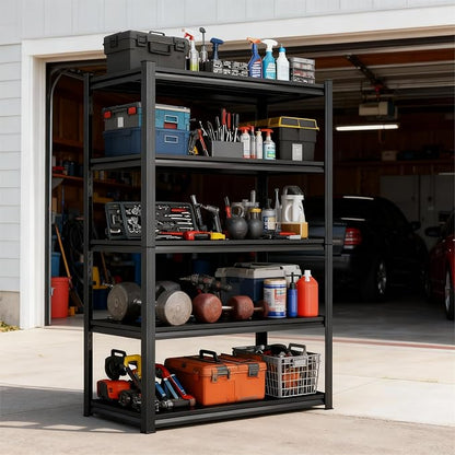 Storage Shelves, Garage Metal Shelving Unit, Adjustable, Double-Layer Column - Image 2