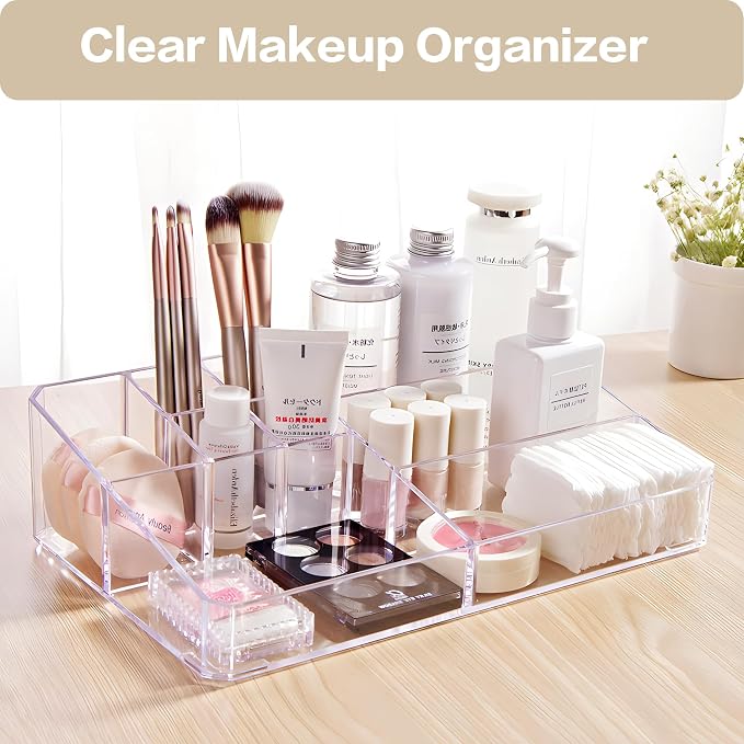 Clear Makeup Organizer, Makeup Brushes Storage Case, Cosmetic Display Case Tray - Image 2