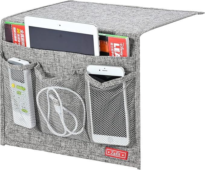 Zafit Linen 4 Pockets Bedside Caddy, Bedside Storage Organizer - Image 2