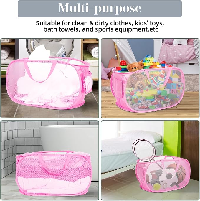 4 Pcs Durable Collapsible Laundry Baskets, Foldable Large Opening Pop Up - Image 7