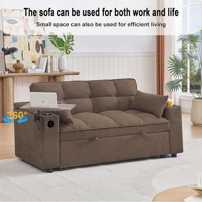hansones 65" 3-in-1 Sofa Bed, Pull Out Sleeper Sofa - Image 5