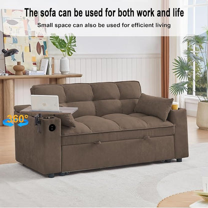 hansones 65" 3-in-1 Sofa Bed, Pull Out Sleeper Sofa - Image 5