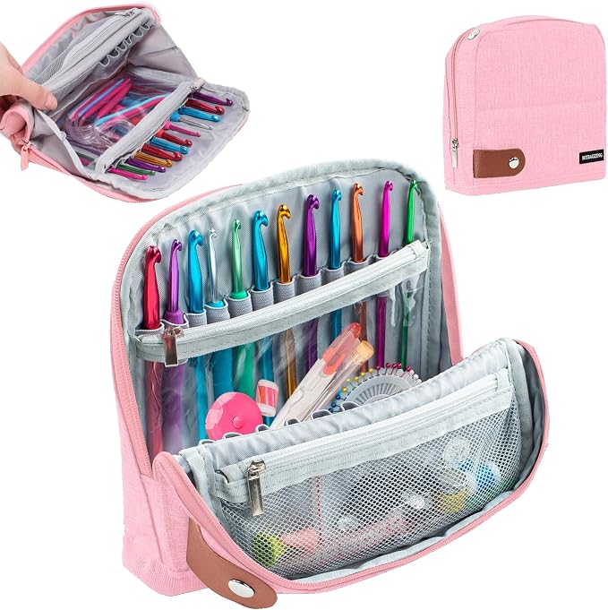 MYBAGZING Empty Crochet Hook Case, Stand-Up Waterproof Crochet Organizer by MYBAGZING