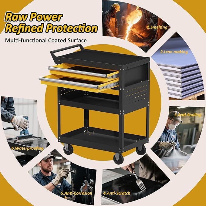5-Tier Rolling Tool Cart on Wheels, Tool Storage Organizer - Image 4