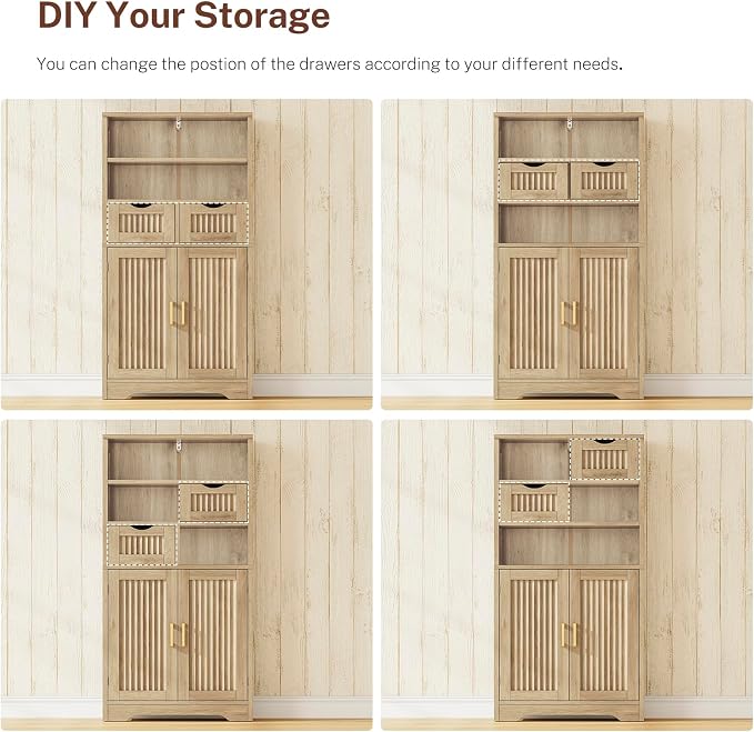 Iwell Tall Storage Cabinet, Fluted Cabinet - Image 7