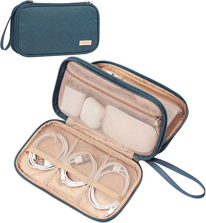 NISHEL Travel Cord Organizer Case, Double Layers Tech Electronic Bag, Essentials by NISHEL