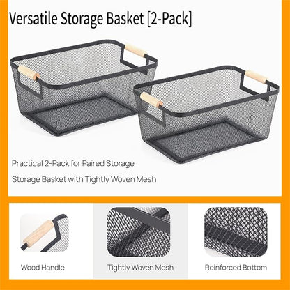 2-Pack Metal Mesh Basket, Medium Wire Storage Organizer - Image 6