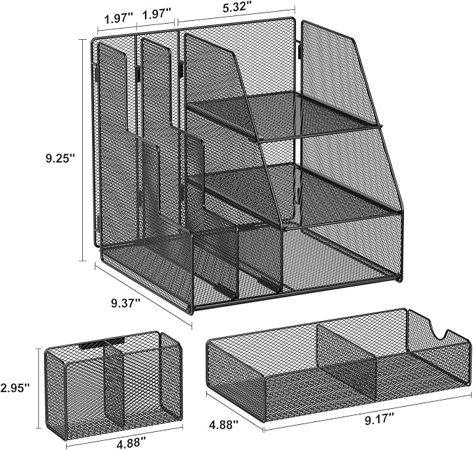 Marbrasse Desk Organizer and Accessories, 3-Tier File Organizer - Image 6