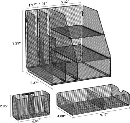 Marbrasse Desk Organizer and Accessories, 3-Tier File Organizer - Image 6