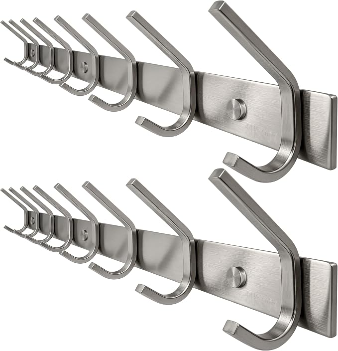 WEBI 2 Packs, Heavy Duty 24 Inch Stainless Steel 304 Hook Rail Coat Rack by WEBI