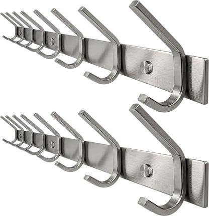 WEBI 2 Packs, Heavy Duty 24 Inch Stainless Steel 304 Hook Rail Coat Rack by WEBI