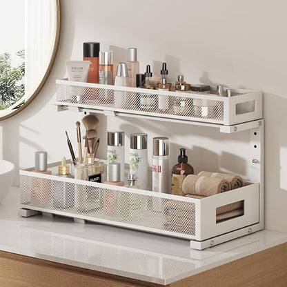 2 Pack 20.47IN Depth Under Sink Storage Organizer, Large 2-Tier Elegant Mesh - Image 7