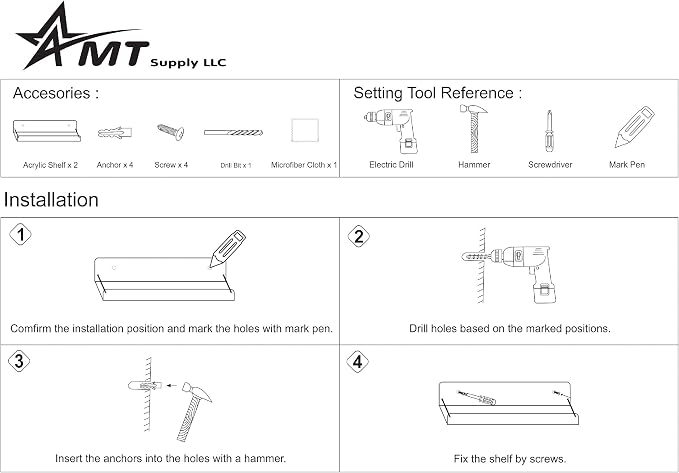 AMT 2 Pack Acrylic Floating Shelves, Bookshelves, Invisible Display - Image 8