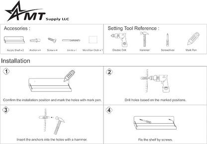 AMT 2 Pack Acrylic Floating Shelves, Bookshelves, Invisible Display - Image 8