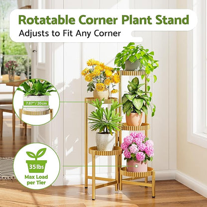 5 Tier Large Plant Stand Indoor, 7.9 Inch Wide Tall Corner Metal Plant Stands - Image 2