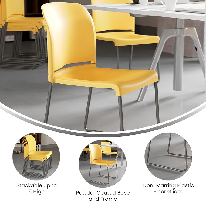 Flash Furniture HERCULES Series 5 Pack 880 lb. Capacity Yellow Full Back - Image 5