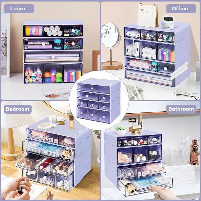 Desk Storage Organizer with 9 Drawers, 4 Tiers Stackable Desktop Craft Storage - Image 6