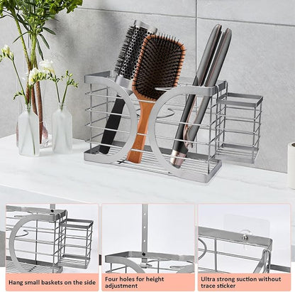 Elegant Light Gray Wall Mounted Hair Dryer Holder - Image 4