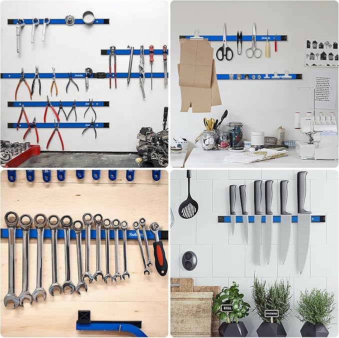 6 Pieces 12" Magnetic Tool Holder Strip, Metal Tool Organizer Rack - Image 6