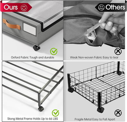Yecaye Under Bed Storage with Wheels, 2 Pack Under Bed Storage Containers - Image 3