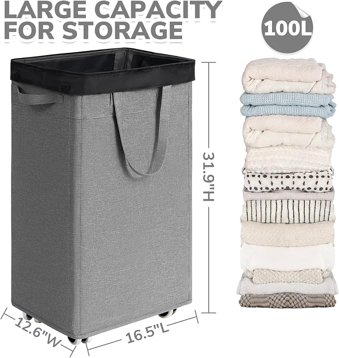 CHICVITA 100L Slim Laundry Basket - Image 3