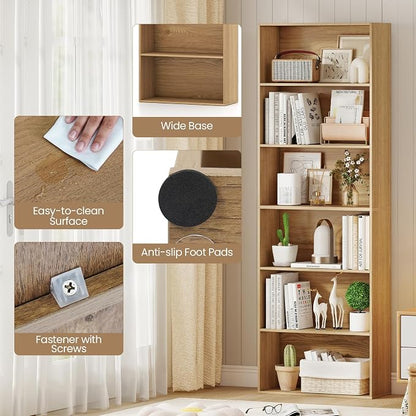 Giantex 6-Tier Bookcase, Freestanding Storage Organizer w/Open Shelves - Image 6