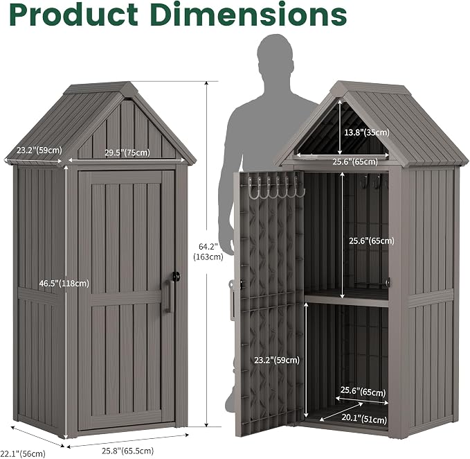 Bifanuo Deck Box Storage Shed Outdoor Storage Cabinet, Vertical Waterproof - Image 5