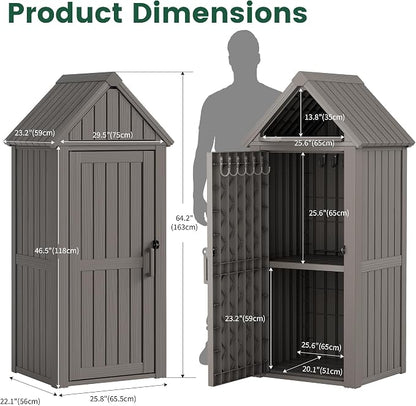 Bifanuo Deck Box Storage Shed Outdoor Storage Cabinet, Vertical Waterproof - Image 5