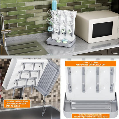 SuoXing Vertical Baby Bottle Drying Rack, Space Saving Countertop Baby Drying - Image 2