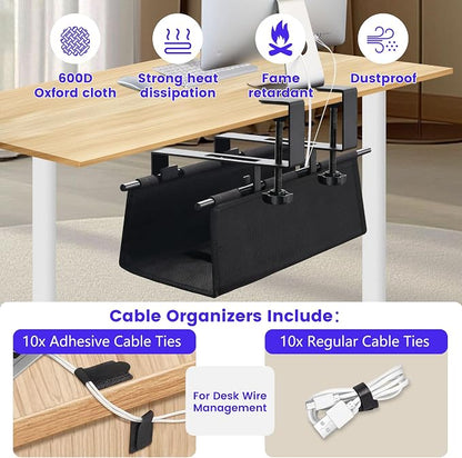 Under Desk Cable Management Tray, Clamp-On Cord Organizer，No Drilling Required - Image 3