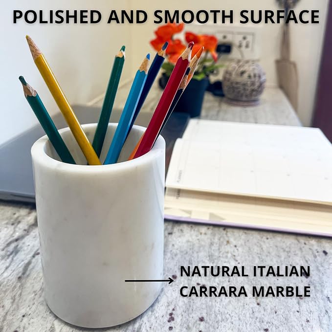 Natural Marble Pencil Pen Holder Stand - Image 3