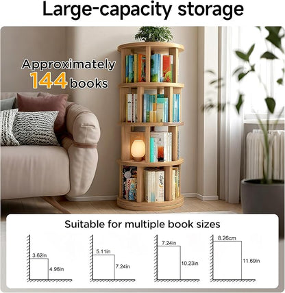 Rotating Bookshelf Tower, 4 Tier Vertical Rotate Turning Spiral Corner Organizer - Image 6
