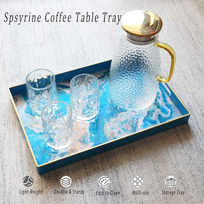 Spsyrine Serving Tray, Plastic Rectangular Coffee Table Tray - Image 2