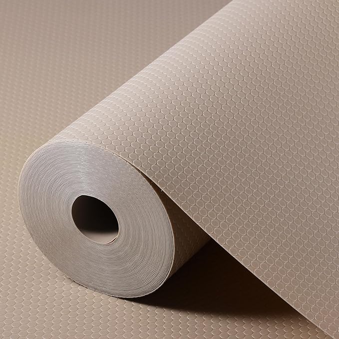 Beige Shelf Liners for Kitchen Cabinets Non Adhesive Drawer Liner for Bathroom by StaHom