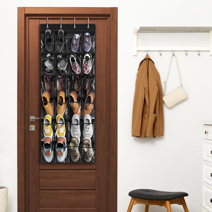 Simple Houseware 24 Pockets Large Clear Pockets Over The Door Hanging Shoe - Image 6